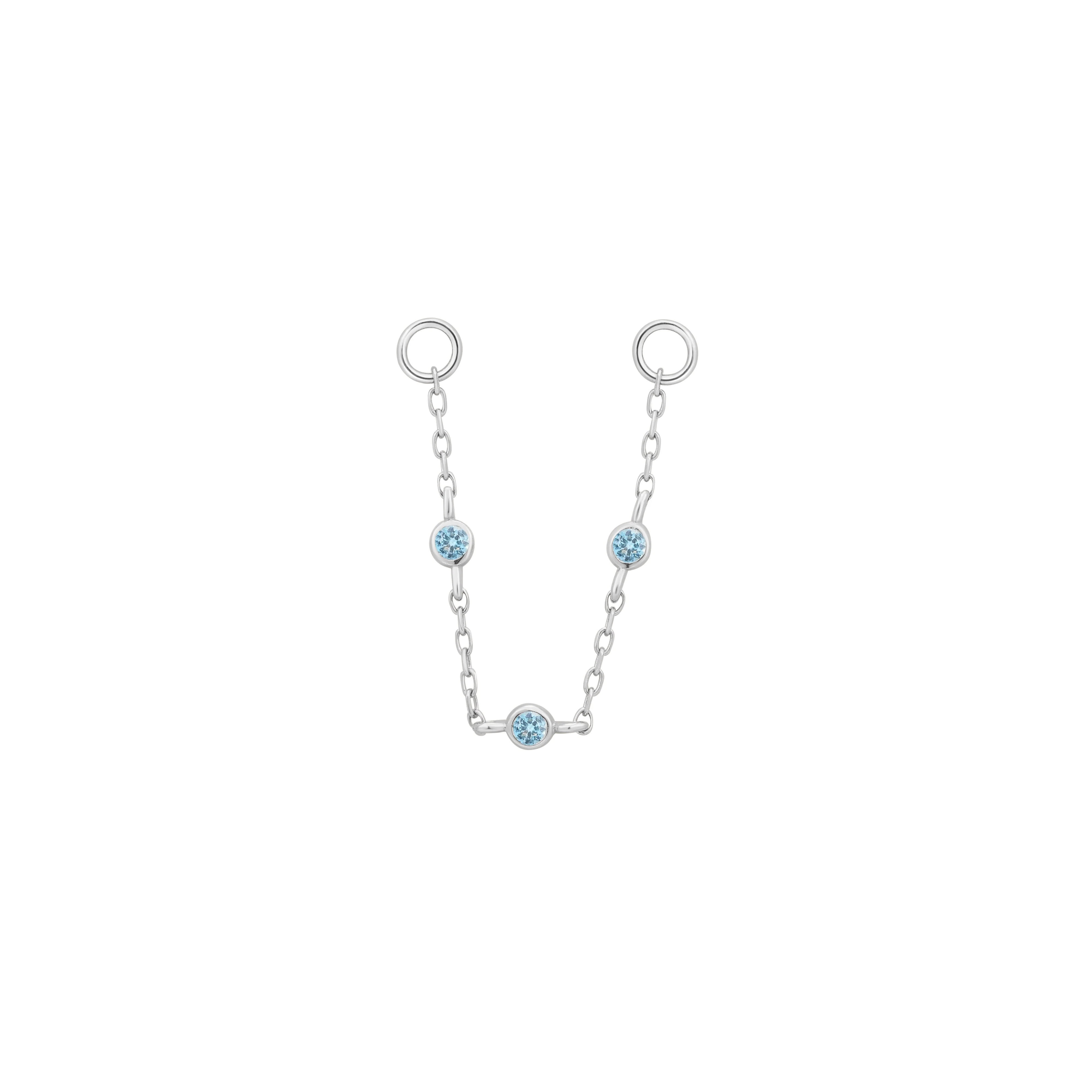 3 Bezel Bead Chain with London Blue Topaz - Image 5