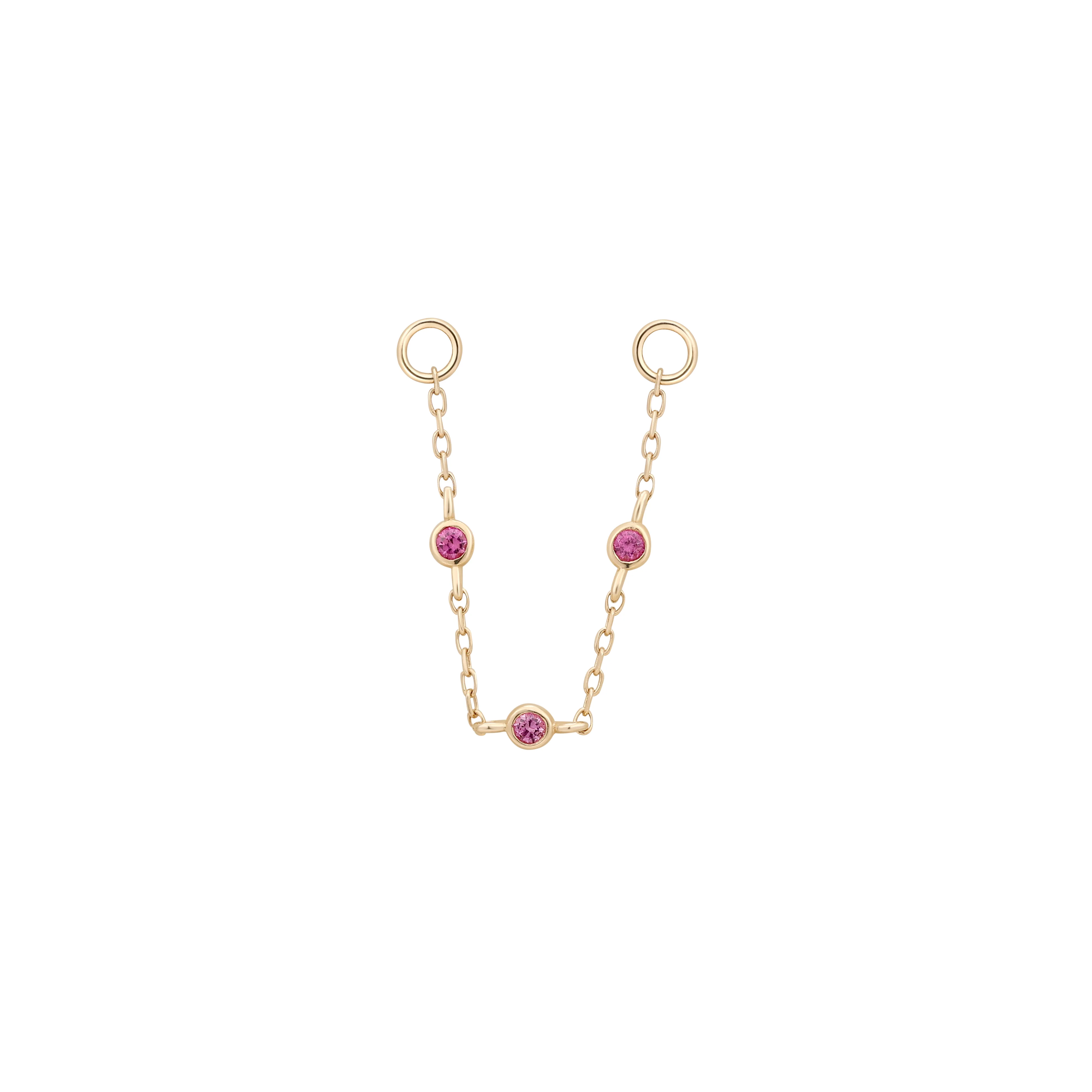 3 Bezel Bead Chain with Pink Sapphire - Image 3
