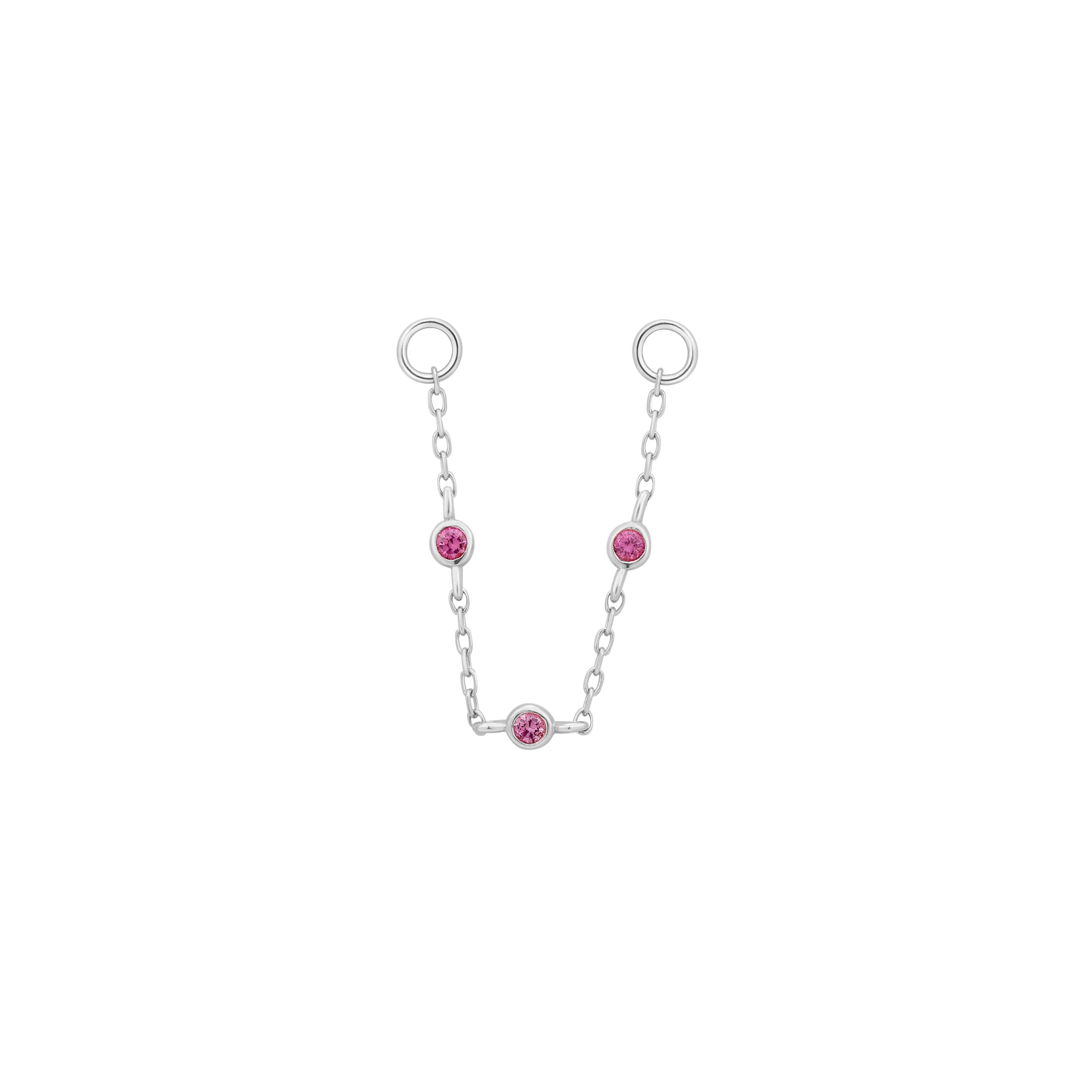 3 Bezel Bead Chain with Pink Sapphire - Image 4