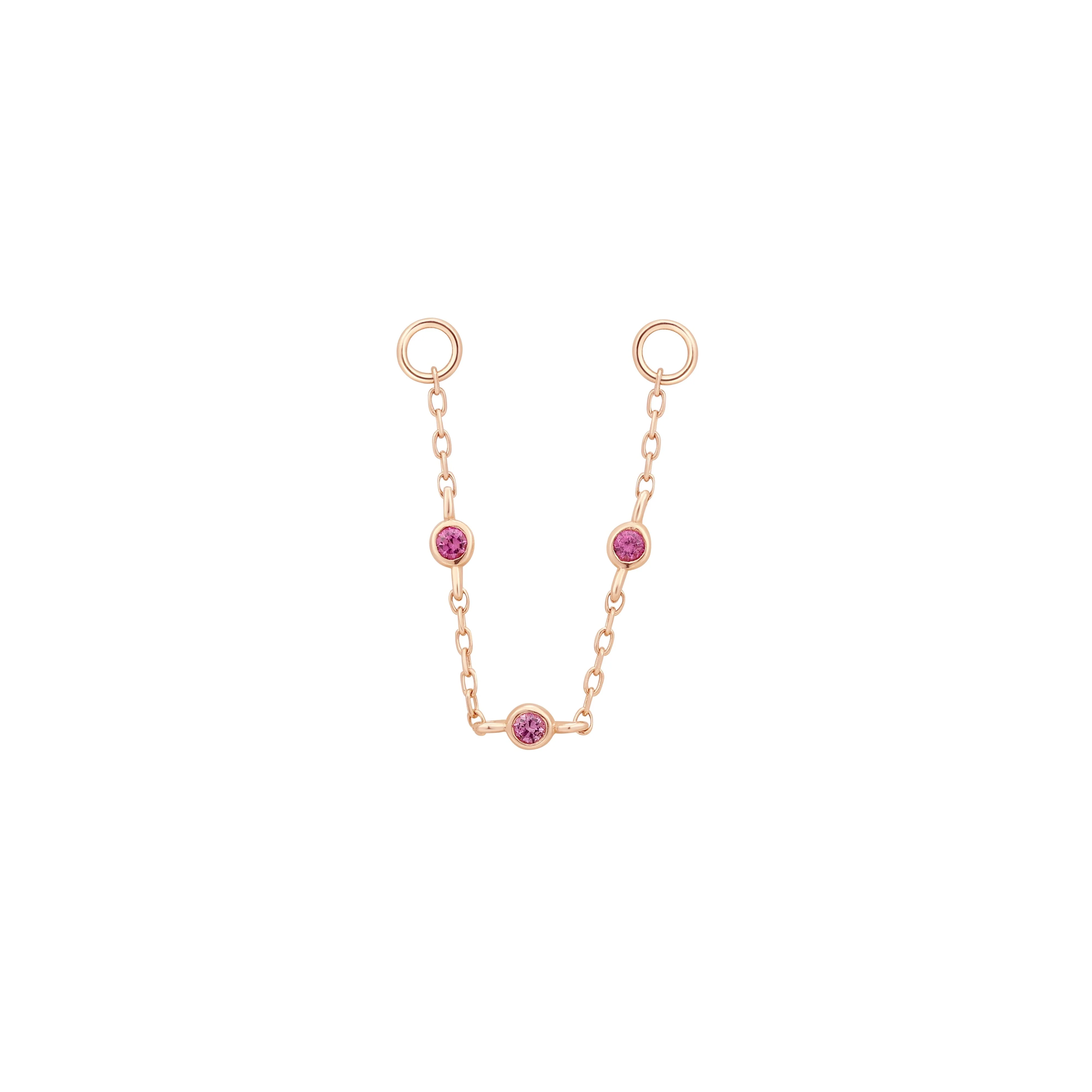 3 Bezel Bead Chain with Pink Sapphire - Image 5