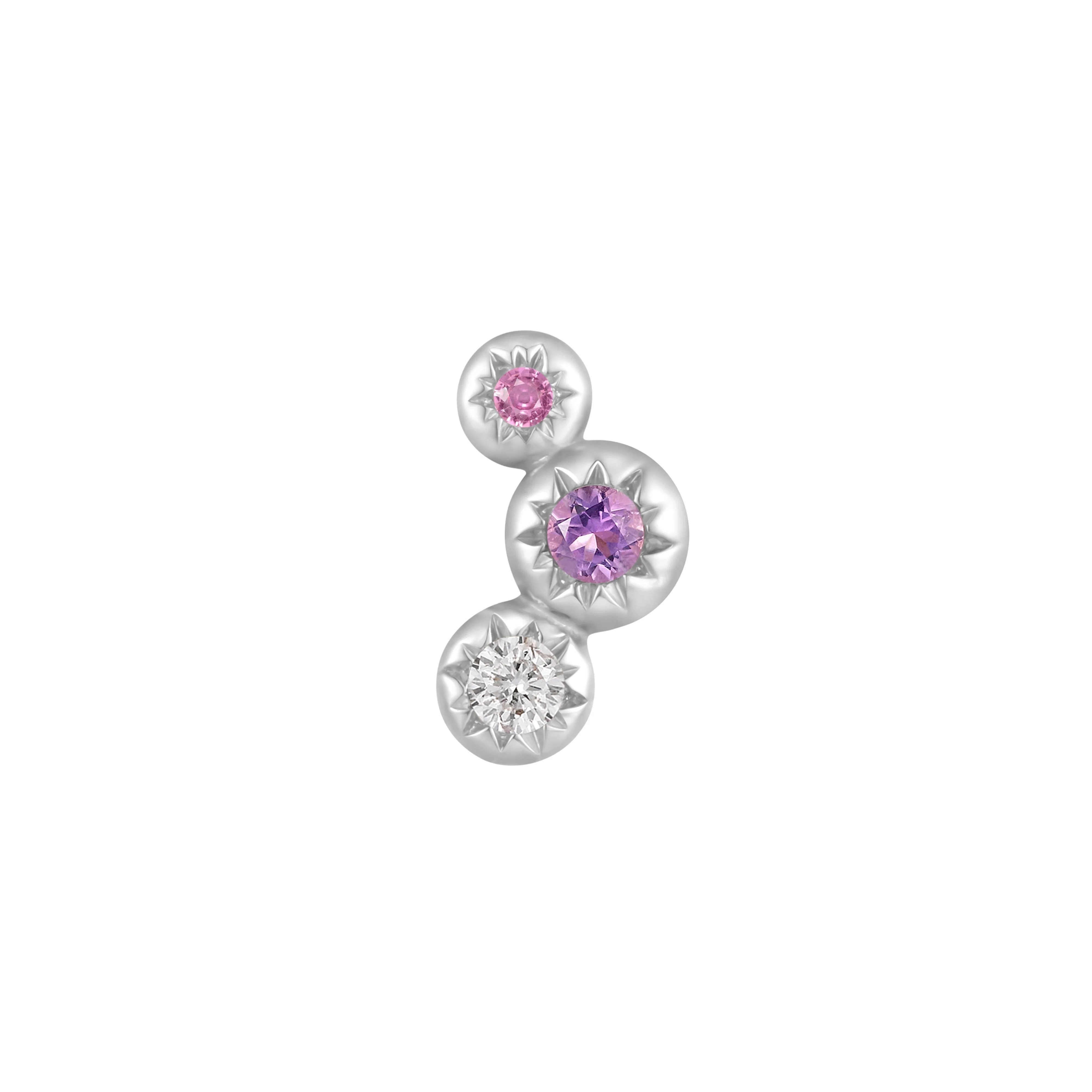 Dig It Threadless End with Amethyst + Pink Sapphire + White Topaz - Image 4