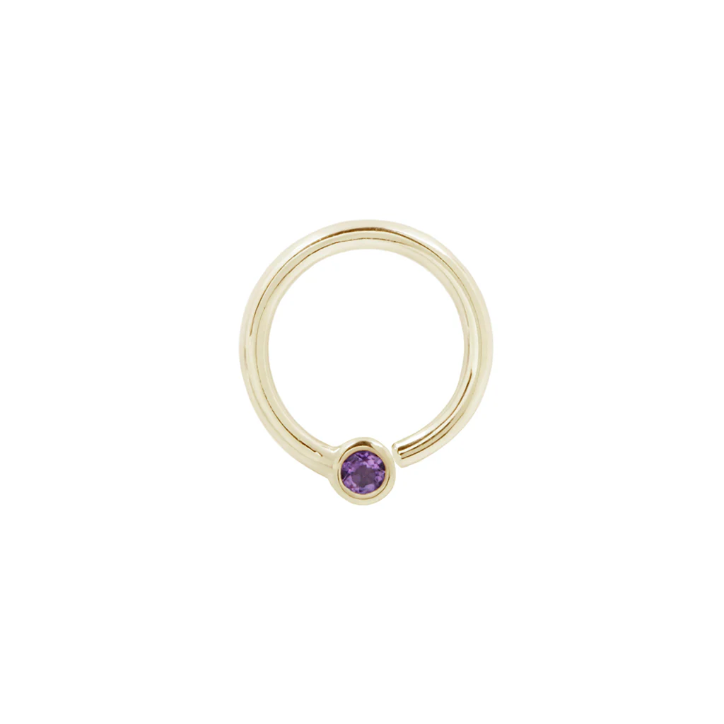Fixed Bezel 2mm Bead Ring with Amethyst - Image 3