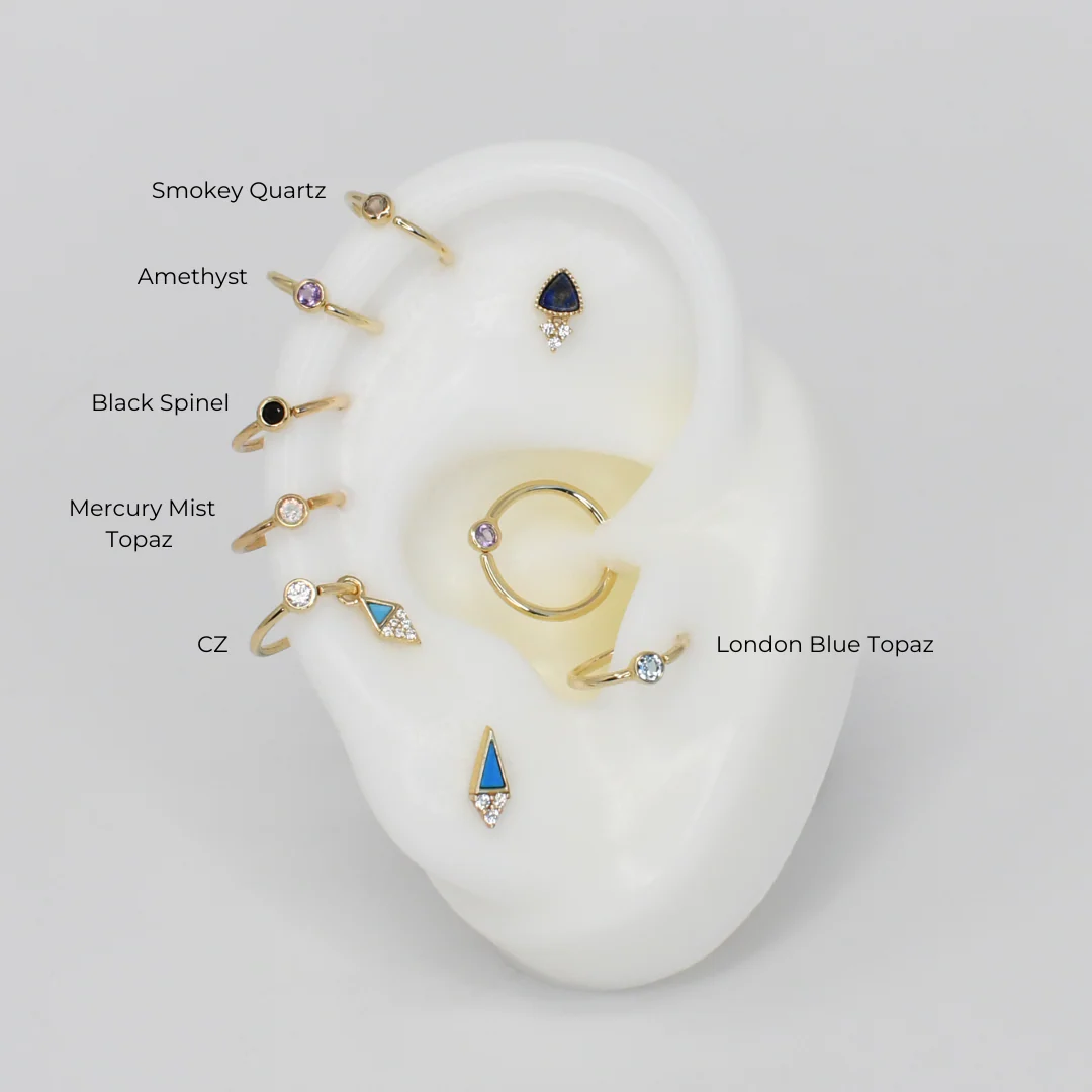 Fixed Bezel 2mm Side Set Facing Bead Ring with Black Spinel - Image 2