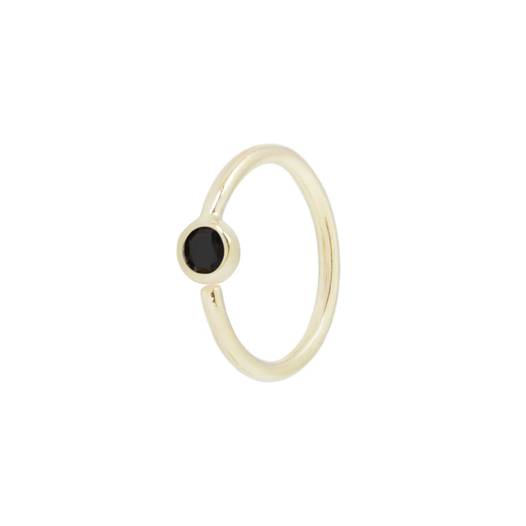 Fixed Bezel 2mm Side Set Facing Bead Ring with Black Spinel - Image 3