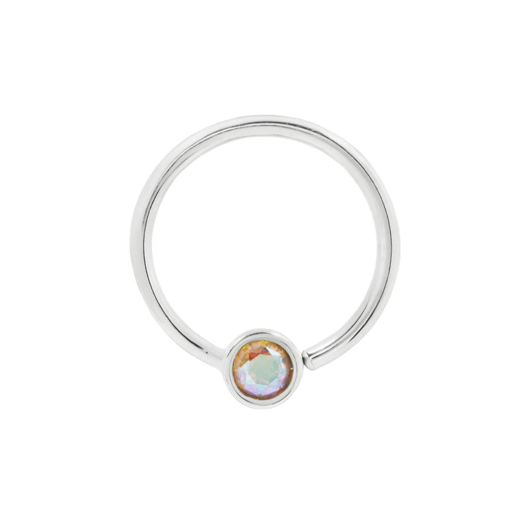 Fixed Bezel 3mm Bead Ring with Mercury Mist Topaz - Image 4