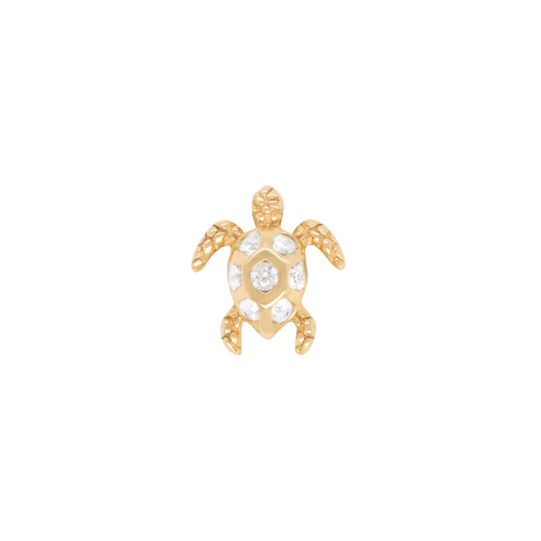 Honu Threadless End with White Sapphire - Image 4