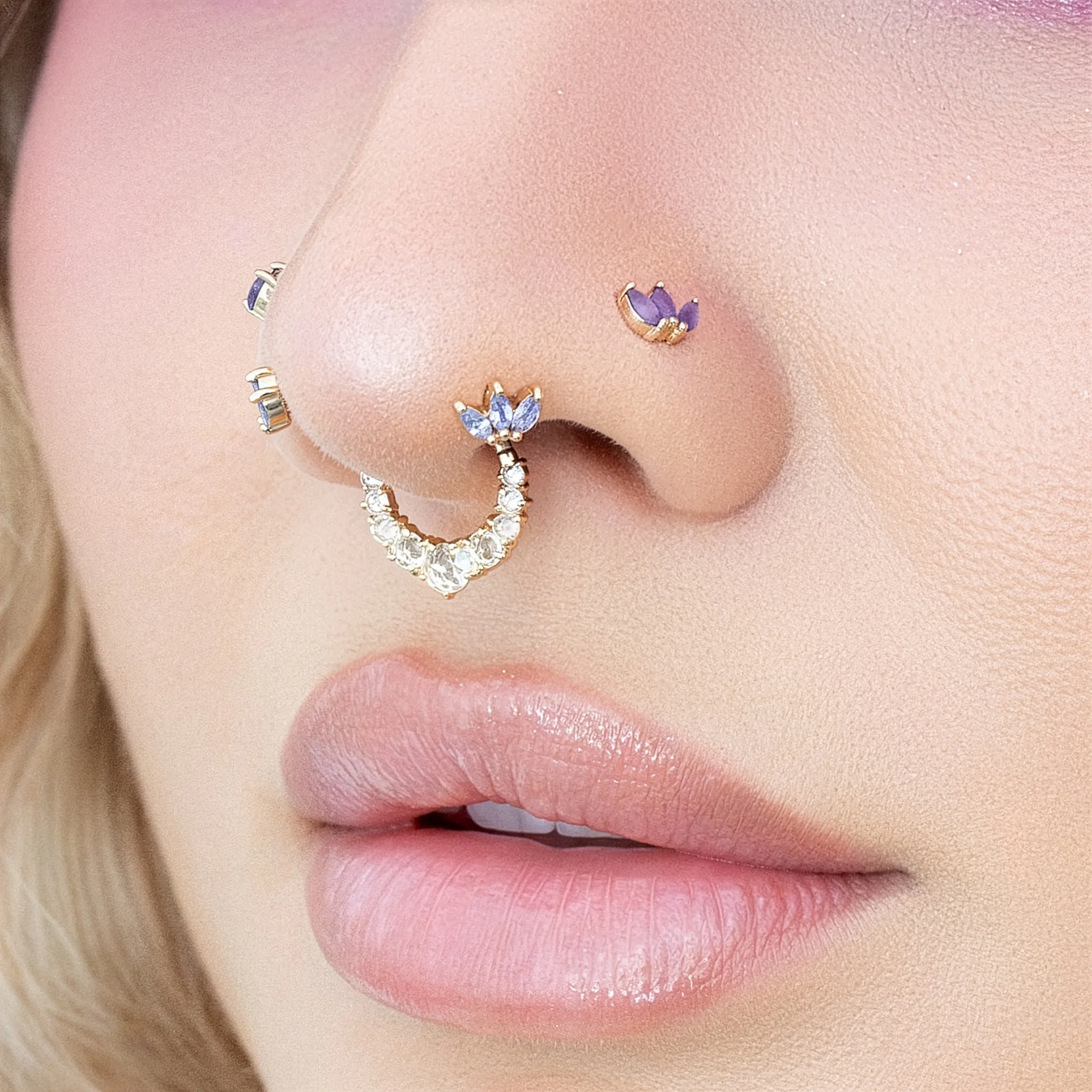 Moet Mini Threadless End with Sandblasted Amethyst - Image 3