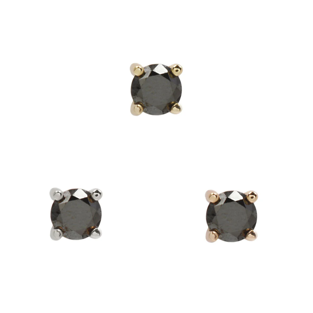 Prong Gem Threadless End with Black Diamond