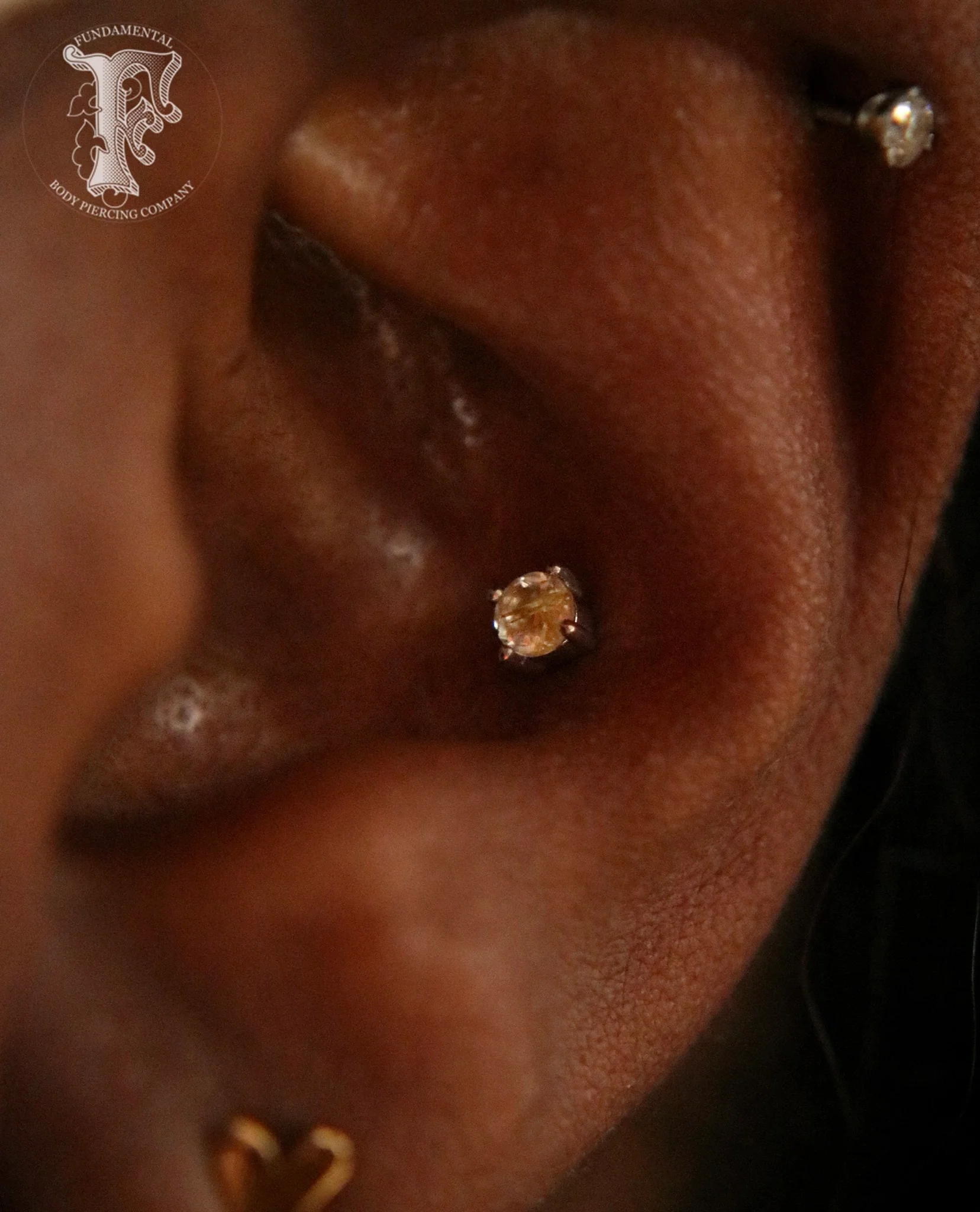 Prong Gem Threadless End with Rutilated Quartz - Image 2
