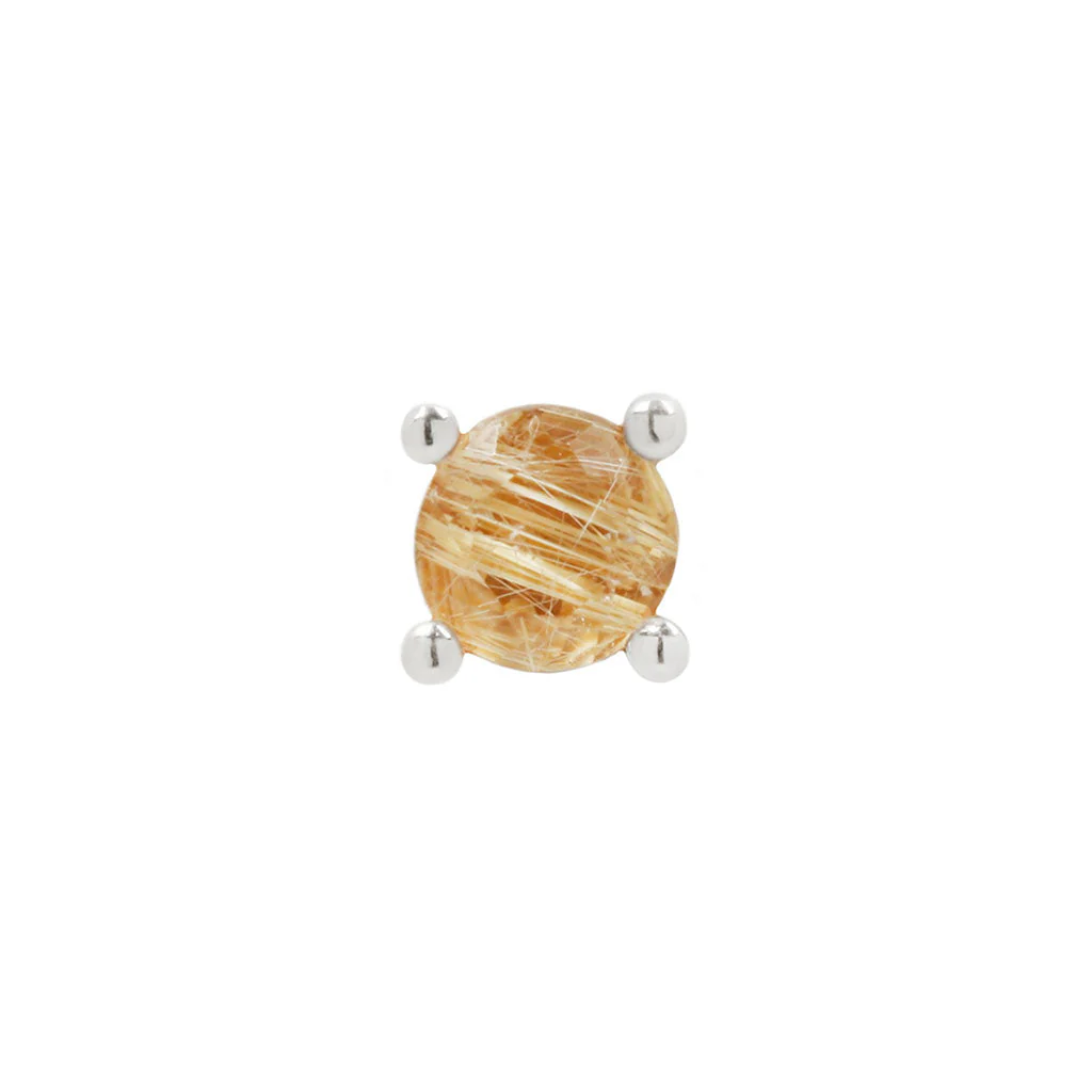 Prong Gem Threadless End with Rutilated Quartz - Image 4
