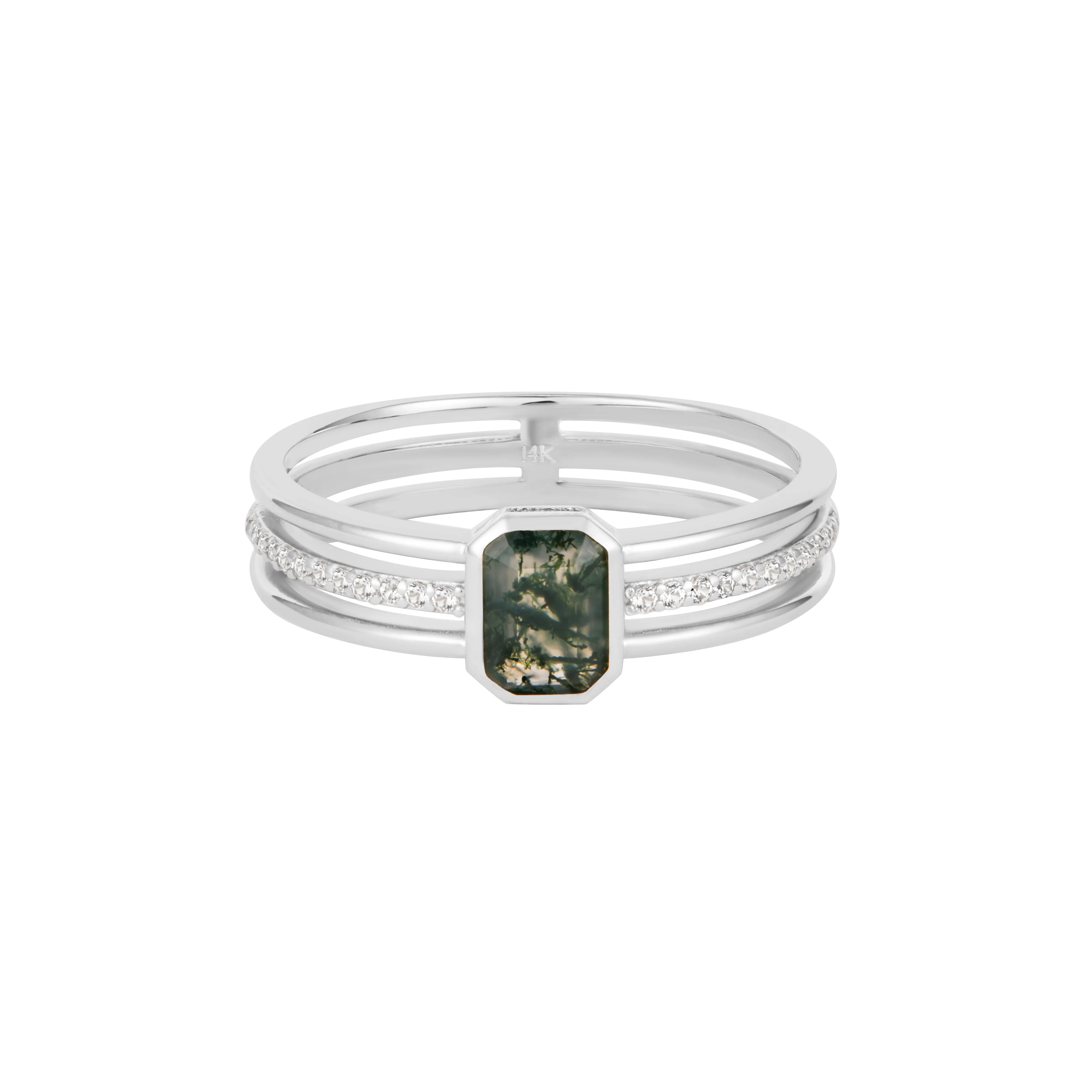 RION x Buddha Jewelry Discovery Finger Ring with Moss Agate - Image 2