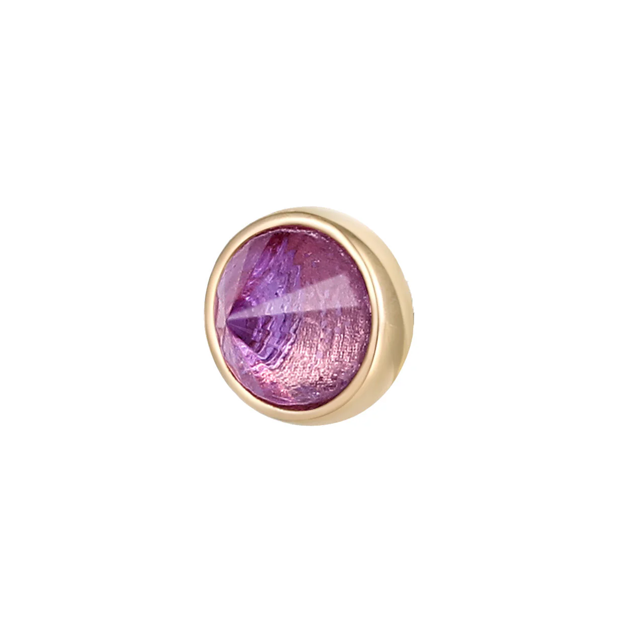 Round Bezel Gem Threadless End with Reverse Set Amethyst - Image 4